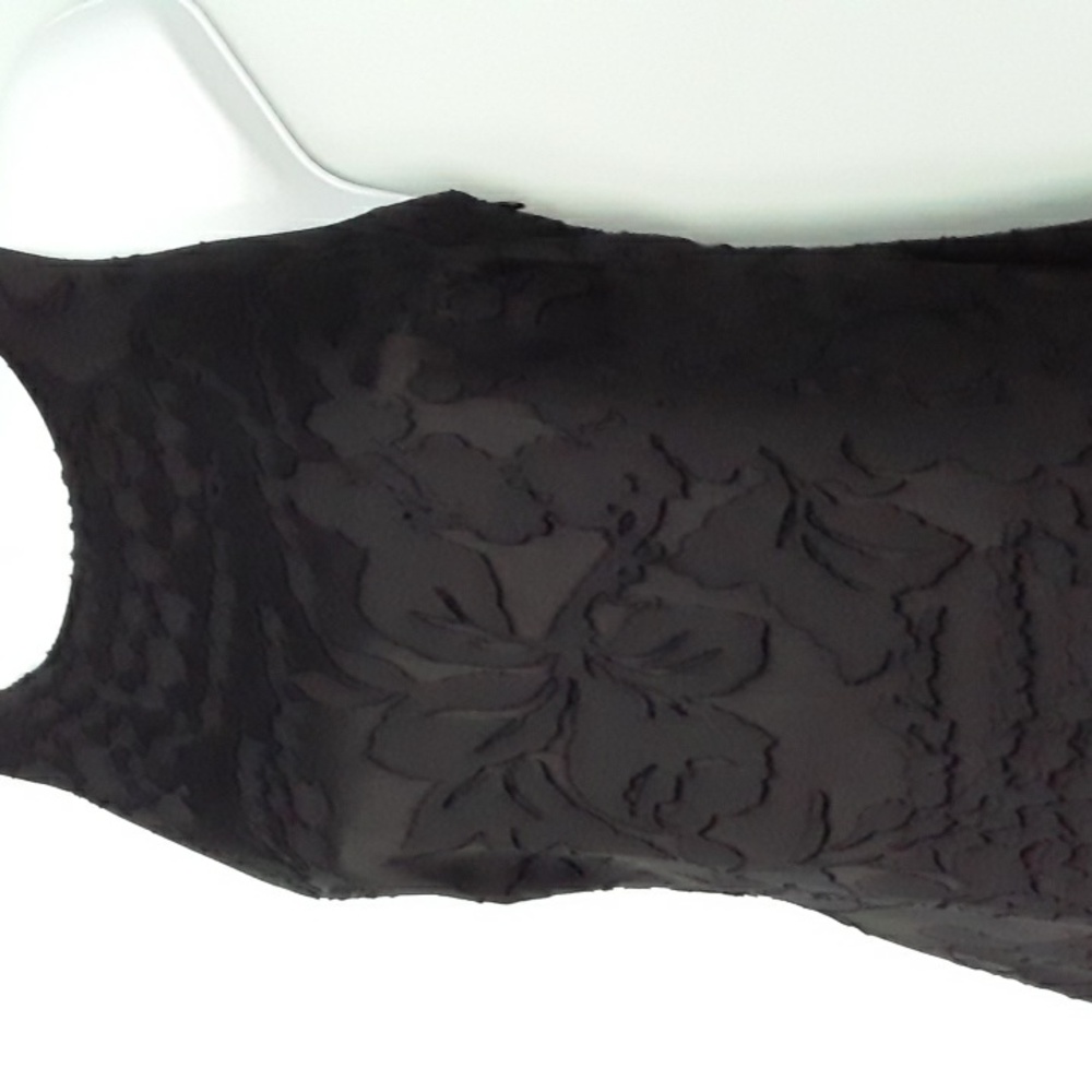 ⭐Laundry by Shelli Segal sheer black floral overlay dress midi/tea length 2Pet